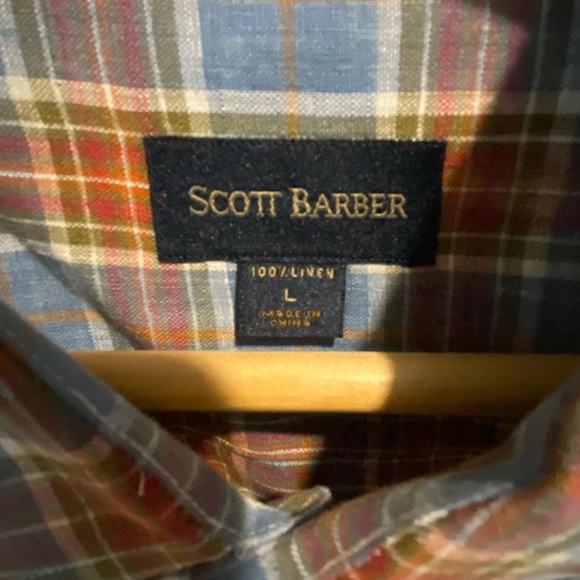 Scott Barber 100% Linen Button Down Shirt, size: L - Picture 2 of 3